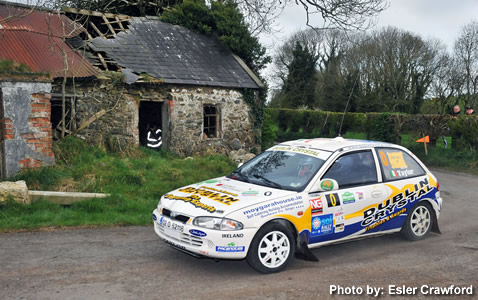 Martin Taylor/Peter Gallagher in action as the Zero car on the Donnelly Group Circuit of Ireland Rally 2012